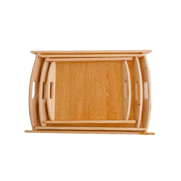 3 Pcs Wooden Serving Tray Set – Premium Wood Kitchen & Dining Platter Trays