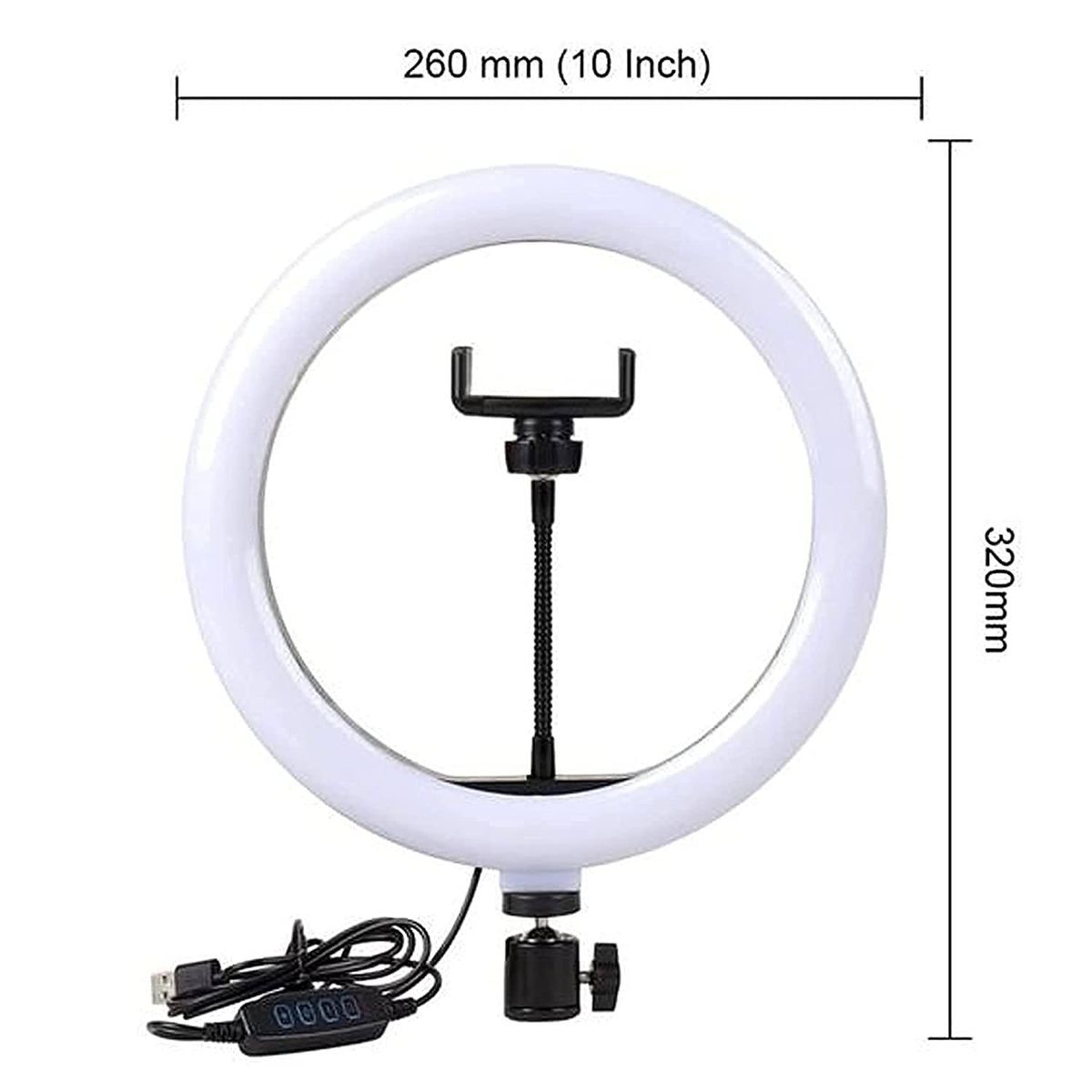 26cm RGB LED Ring Light with 360° Phone Holder – USB Powered, Dimmable Light for Makeup, Vlogging & Live Streaming