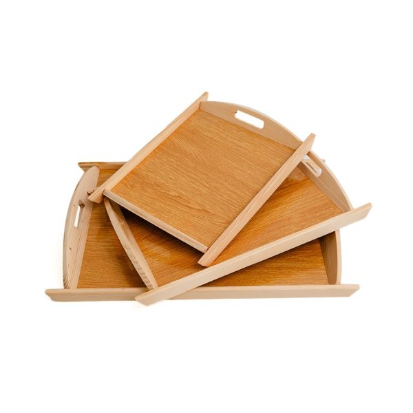 3 Pcs Wooden Serving Tray Set – Premium Wood Kitchen & Dining Platter Trays