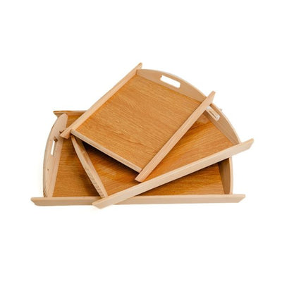 3 Pcs Wooden Serving Tray Set – Premium Wood Kitchen & Dining Platter Trays