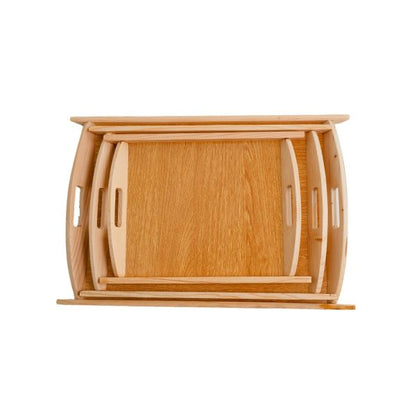 3 Pcs Wooden Serving Tray Set – Premium Wood Kitchen & Dining Platter Trays