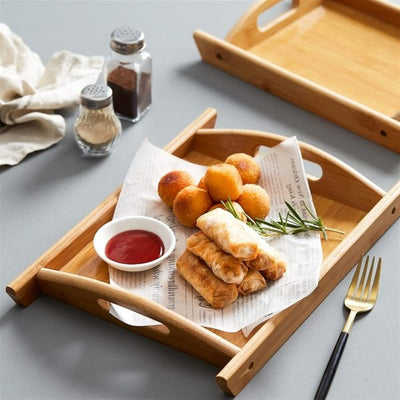 3 Pcs Wooden Serving Tray Set – Premium Wood Kitchen & Dining Platter Trays