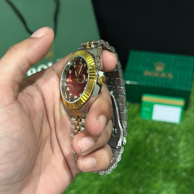 Rlx quartz men’s watch red dial two tone AAA