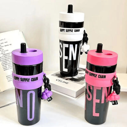 950ml Outdoor Sports Large Capacity Straw Cup, Portable Leakproof Insulated Travel Mug, High Appearance Girls Handy Cup With Straw