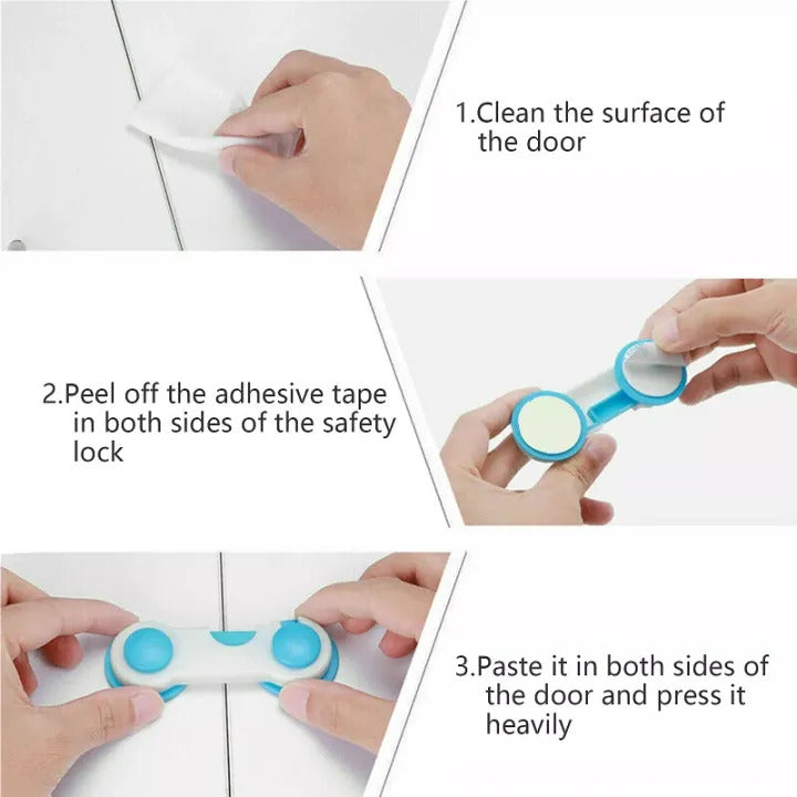 5-Pack Child Safety Locks for Cabinets & Fridge – Easy to Install Baby Proof Latches with Strong Adhesive Hold