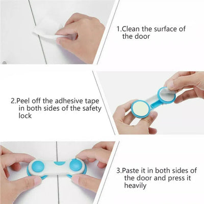 5-Pack Child Safety Locks for Cabinets & Fridge – Easy to Install Baby Proof Latches with Strong Adhesive Hold