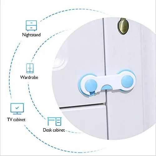 5-Pack Child Safety Locks for Cabinets & Fridge – Easy to Install Baby Proof Latches with Strong Adhesive Hold
