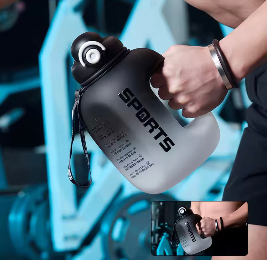 Portable Sport Water Bottle, Large Capacity Outdoor Travel Water Bottle, Gradient Gym Drink Bottle, Plastic Reusable Water Cup