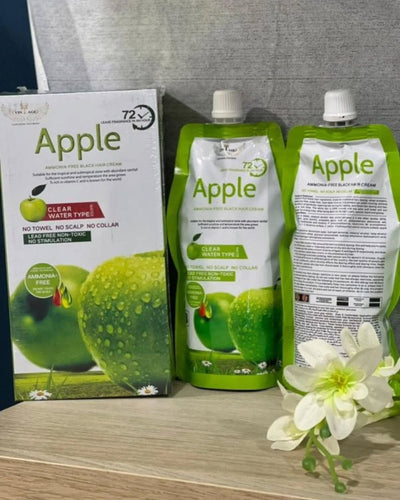 Apple Ammonia-Free Black Hair Cream – 3-in-1 Hair Color, Shampoo & Conditioner | 500ml | Long-Lasting, Grey Coverage for Men & Women