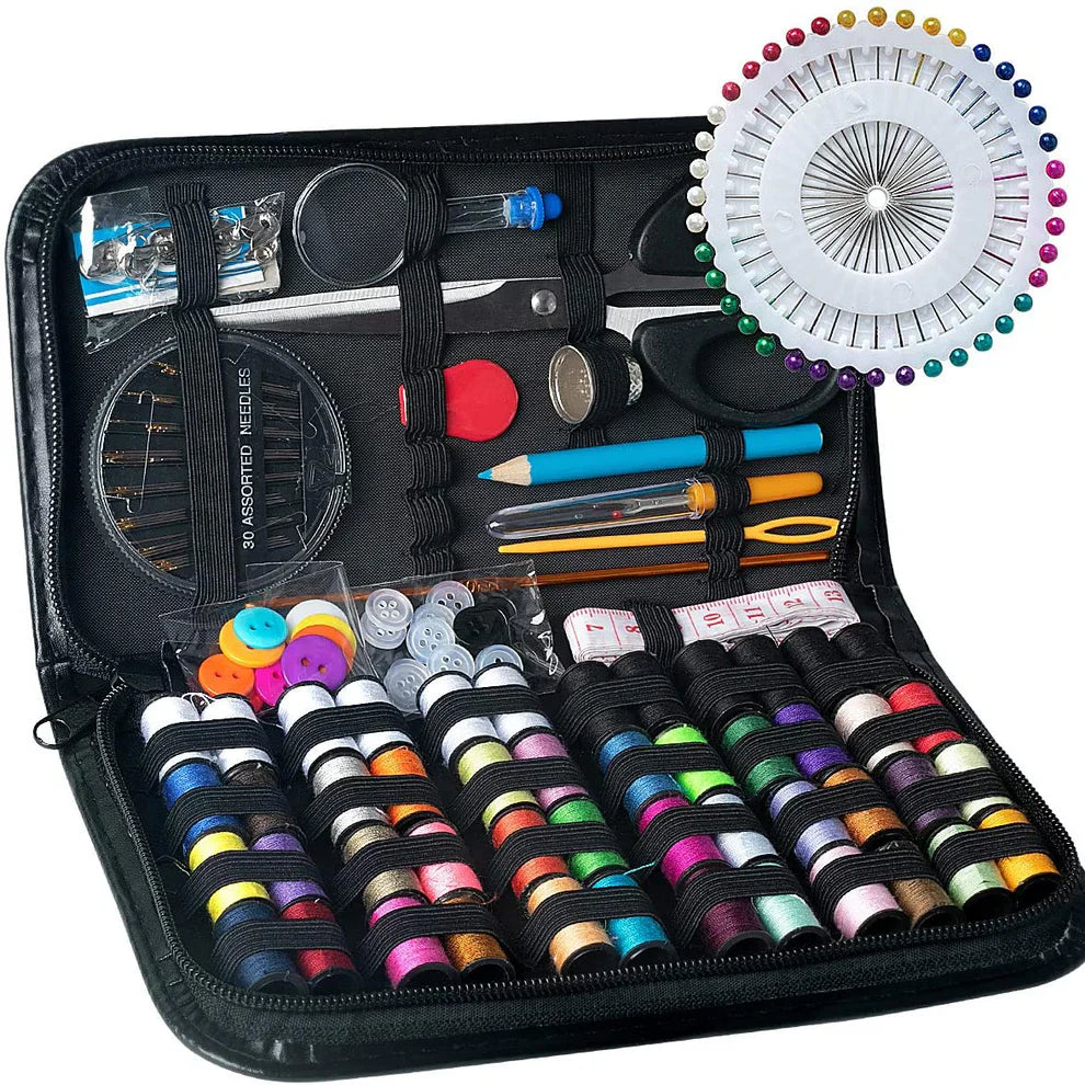 172 PCS Premium Sewing Kit with 48 Color Threads, PU Leather Compact Case, Scissors, Needles, Crochet Hook & Accessories
