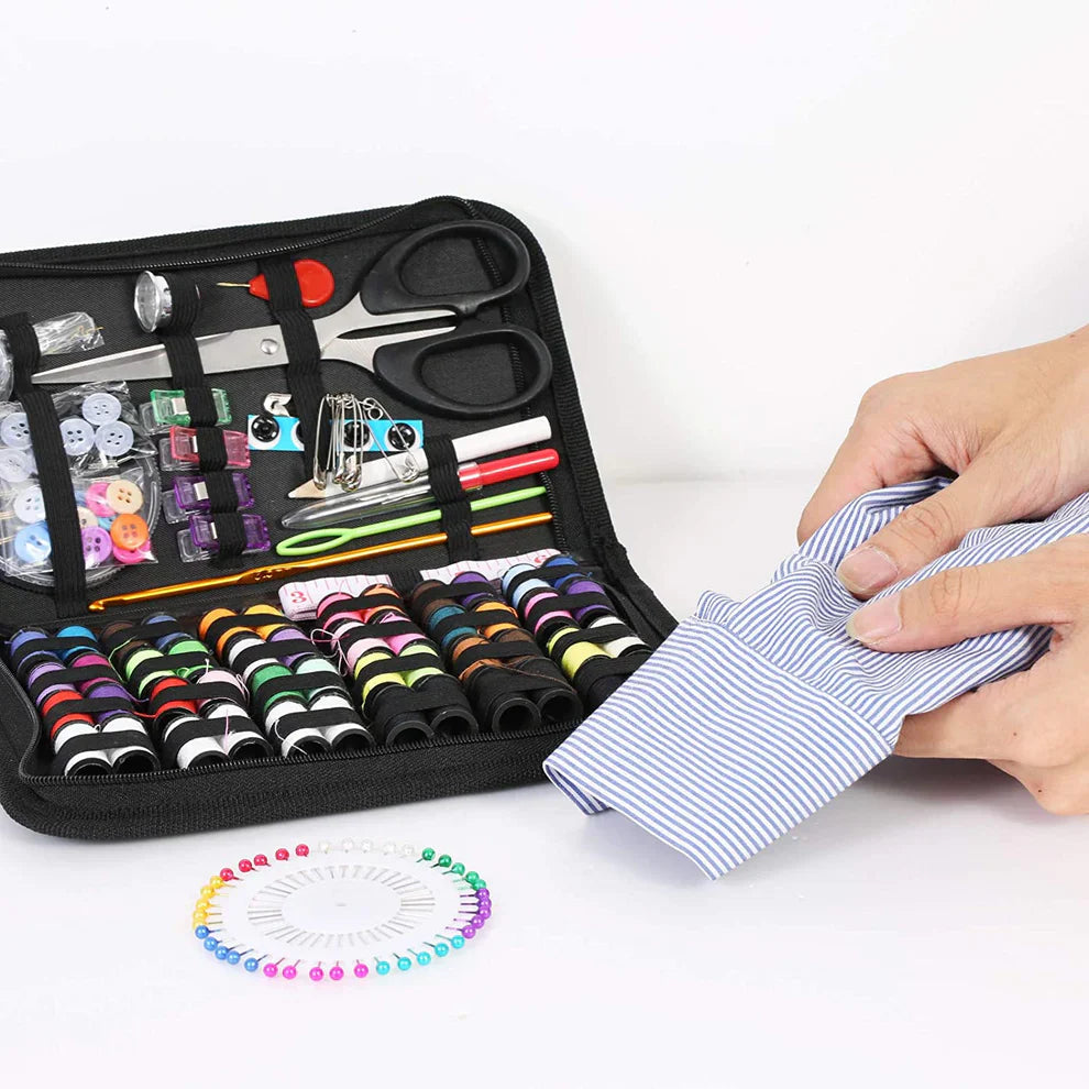 172 PCS Premium Sewing Kit with 48 Color Threads, PU Leather Compact Case, Scissors, Needles, Crochet Hook & Accessories