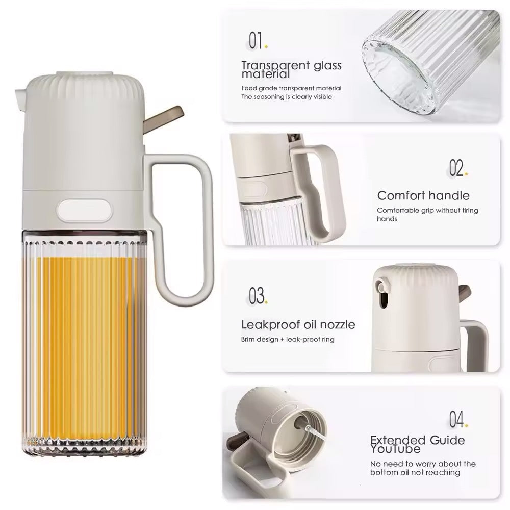 250ml Glass Spray Oil Bottle, Kitchen Oil Misting Spray Bottle, Pressure Thickened Leak-Proof Oil Spray Bottle, Oil Dispenser Bottle