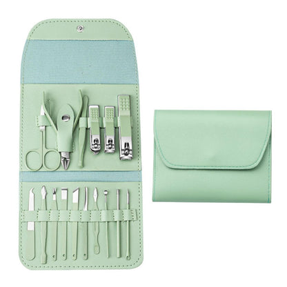 16pcs Professional Manicure & Pedicure Kit – Nail Clippers, Cuticle Nippers & Grooming Tools with Travel Case (Random Color)