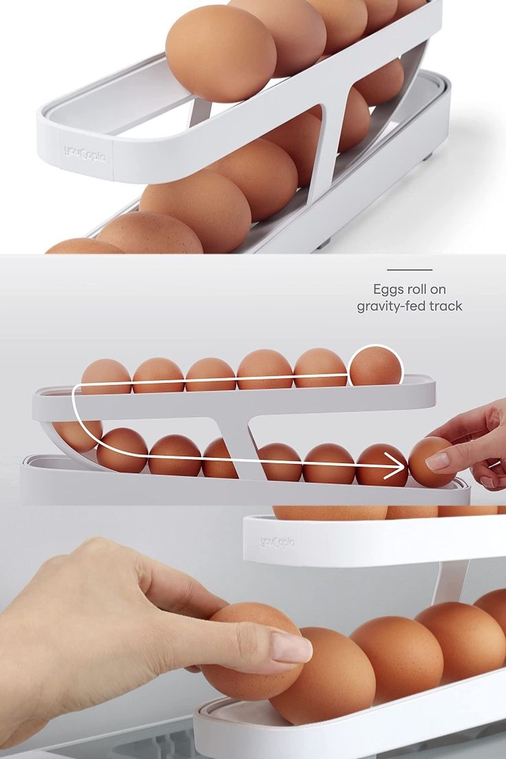 Automatic Rolling Egg Rack – Space-Saving Egg Organizer for Fridge & Kitchen