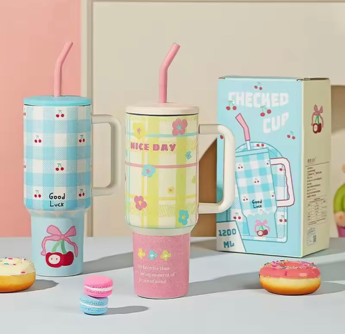 1200ml Printed Stainless Steel Tumbler, Insulated Water Bottle Thermos, Large Water Tumbler For Travel