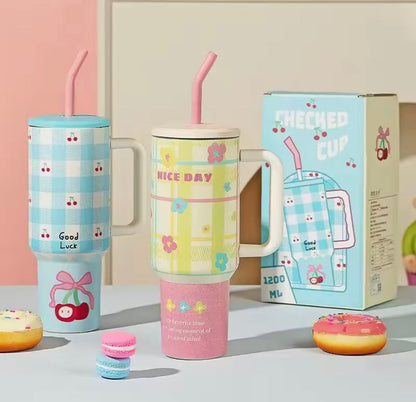 1200ml Printed Stainless Steel Tumbler, Insulated Water Bottle Thermos, Large Water Tumbler For Travel