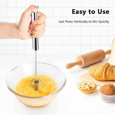 Hand Pressure Egg Beater – Semi-Automatic Stainless Steel Whisk for Fast & Easy Mixing