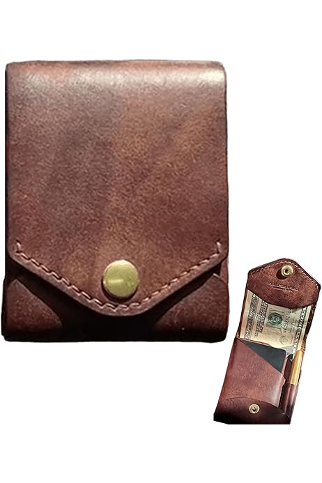 Waterproof Multifunctional Compact Wallet Handmade PU Leather Built-in Pen Slot Slim Minimalist Wallet