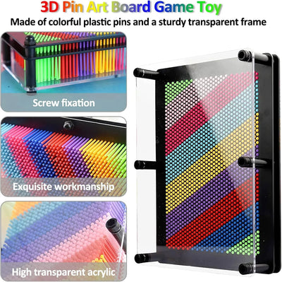 Rainbow 3D Pin Art Board Toy – Creative Sculpture Game for Kids & Adults
