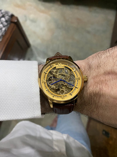 Fitron Skeleton leather strap (Gold)