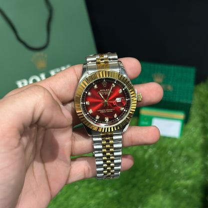 Rlx quartz men’s watch red dial two tone AAA