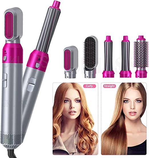 5-in-1 Electric Hair Dryer Brush – Hot Air Styler with Blow Dryer, Straightener, Curler, Volumizer & Comb | One-Step Styling Tool for All Hair Types