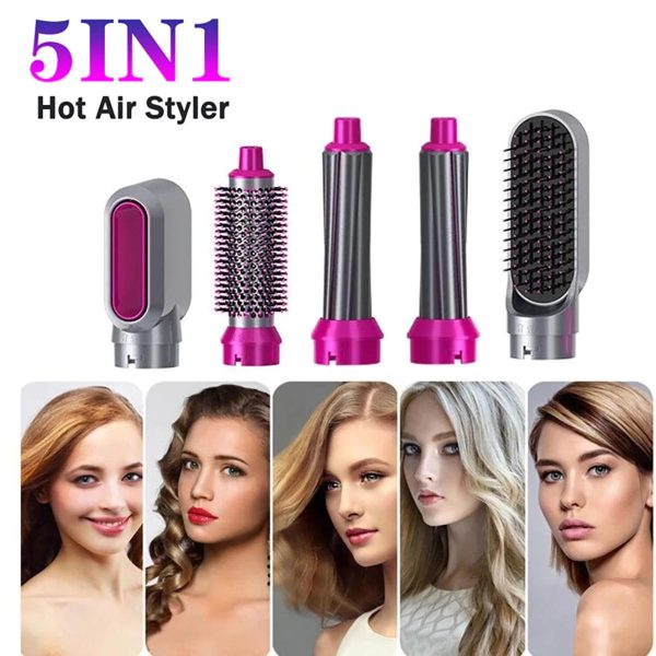 5-in-1 Electric Hair Dryer Brush – Hot Air Styler with Blow Dryer, Straightener, Curler, Volumizer & Comb | One-Step Styling Tool for All Hair Types