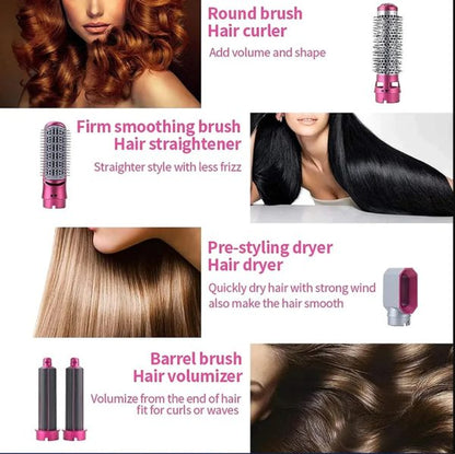 5-in-1 Electric Hair Dryer Brush – Hot Air Styler with Blow Dryer, Straightener, Curler, Volumizer & Comb | One-Step Styling Tool for All Hair Types