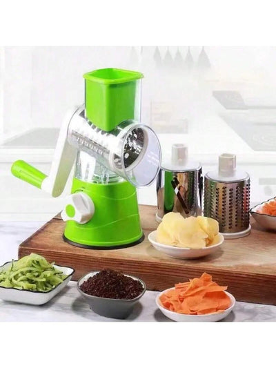 3-in-1 Multi-Functional Drum Grater – Manual Rotary Cheese and Vegetable Slicer