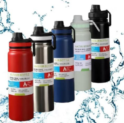 Stainless Steel Water Bottle 1000ml - Vacuum Insulated Double Wall, Leak-Proof, Hot & Cold Flask –Sports & Travel Bottle (Random Color)