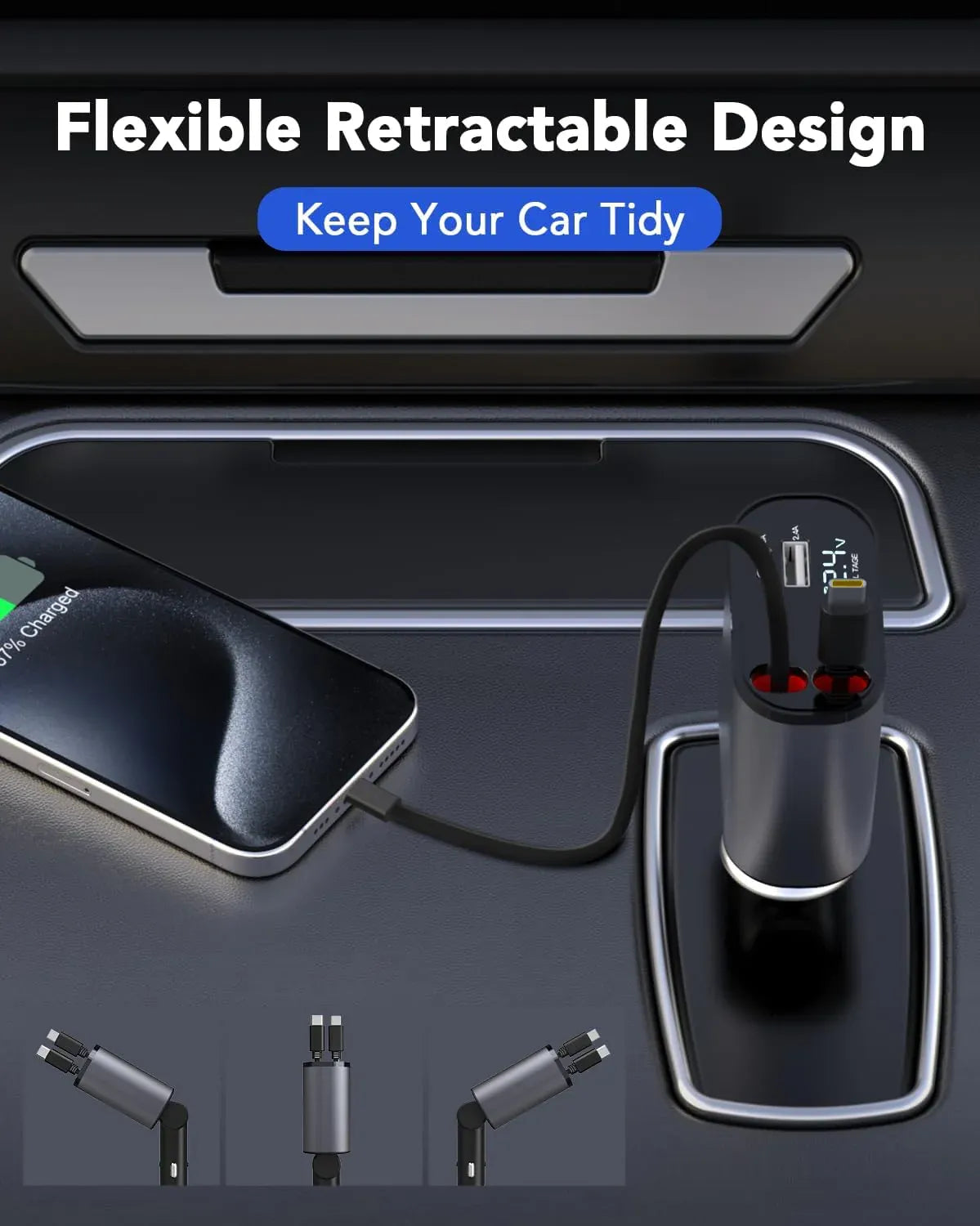 4-in-1 Retractable Car Charger