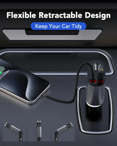 Homezy™ 4-In-1 Retractable Car Charger