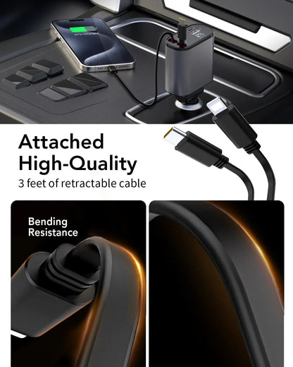 4-in-1 Retractable Car Charger