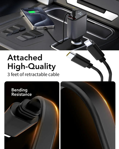 4-in-1 Retractable Car Charger