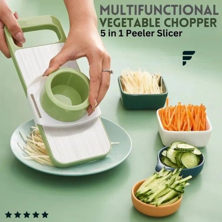 5-in-1 Stainless Steel Vegetable Cutter – Multi-Functional Kitchen Tool for Fast & Easy Food Prep