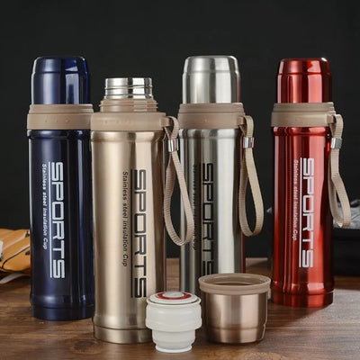 Stainless Steel Sports Water Bottle – 750ml Hot & Cold Thermos Flask