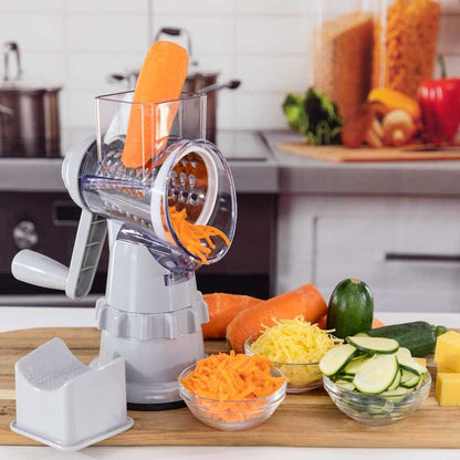 3-in-1 Multi-Functional Drum Grater – Manual Rotary Cheese and Vegetable Slicer