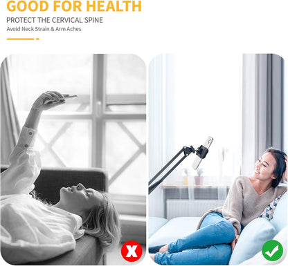 Universal Cell Phone Clip Holder Clamp Mount Flexible 360° Rotation,Long Arm Bracket for 3.5-6.5in Phones, Mobile Stand for Bed, Office, Kitchen, Desk