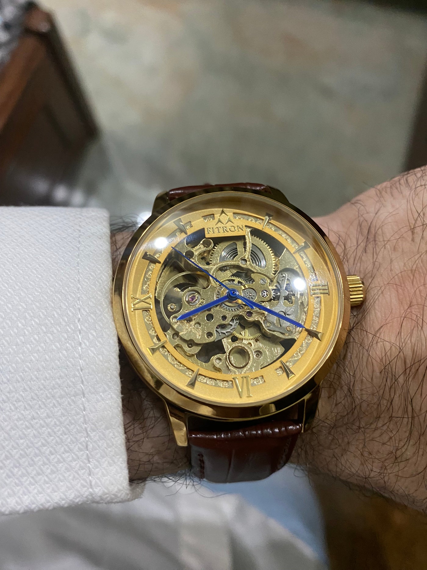 Fitron Skeleton leather strap (Gold)