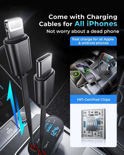Homezy™ 4-In-1 Retractable Car Charger