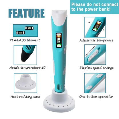 3D Printing Pen with Adjustable Temperature & Speed