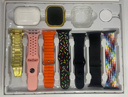 I20 Ultra Max Suit Smart Watch 10-in-1 Bundle | 7 Straps, Earbuds included