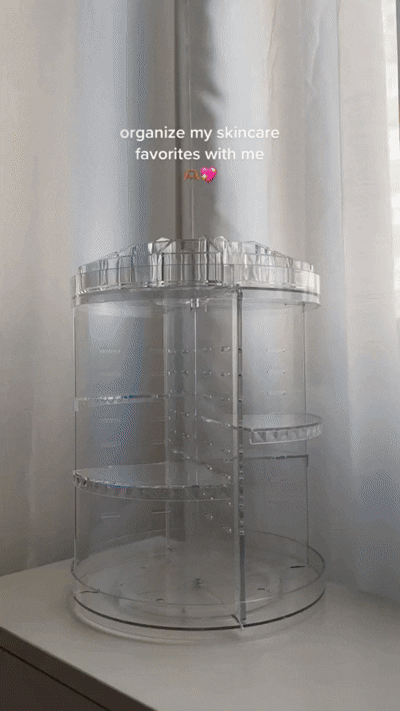 360° Rotating Diamond Cut Cosmetic Organizer –  Adjustable & Space-Saving