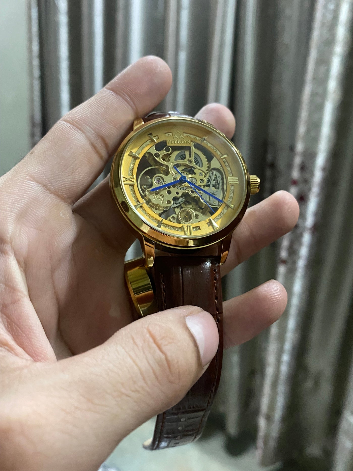 Fitron Skeleton leather strap (Gold)