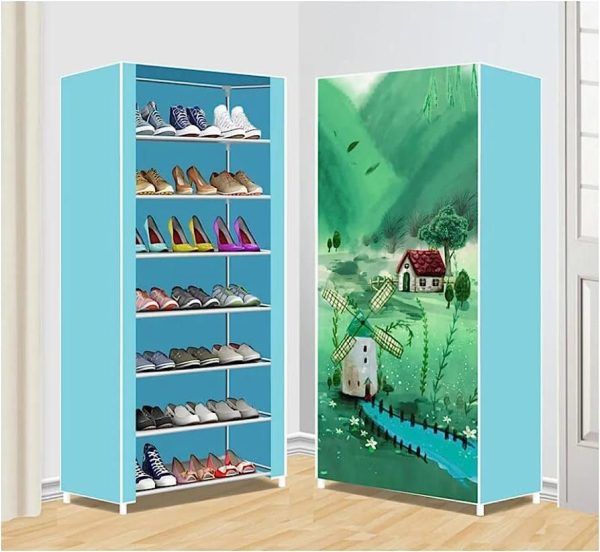 Portable Dustproof Shoe Rack – Multi-Layer Space-Saving Shoe Organizer with Cover (Random Color)