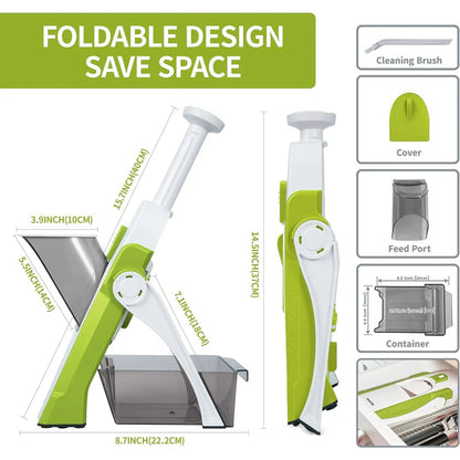 Foldable Multifunction Vegetable Mandoline Slicer with Container