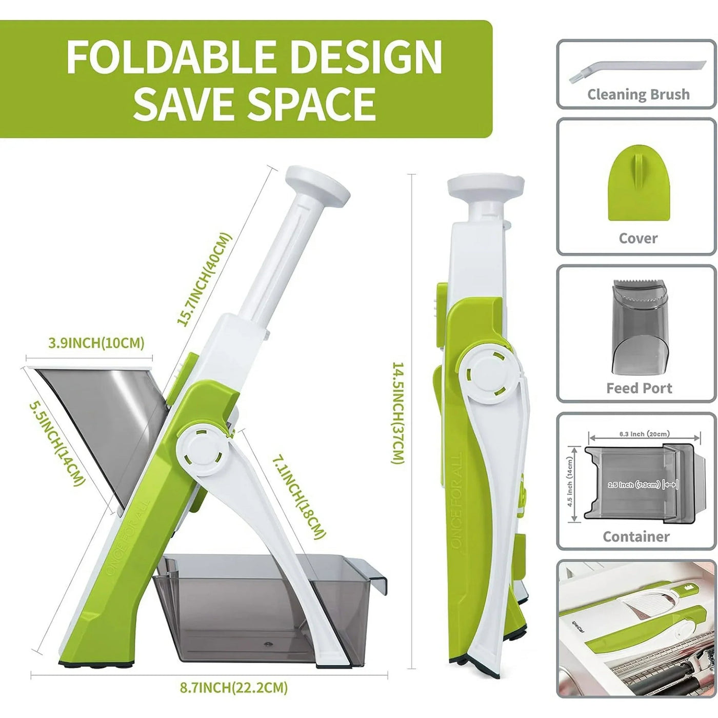 Foldable Multifunction Vegetable Mandoline Slicer with Container