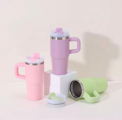 Cute Trendy Mini Tumbler With Handle, Stainless Steel Mini Quencher, Insulated Car Mug With Handle, Mini Portable Thermal Cup
