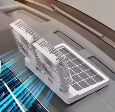 Rechargeable Dual Solar Fan, Small Cooling Ventilator, Rechargeable Outdoor Fan