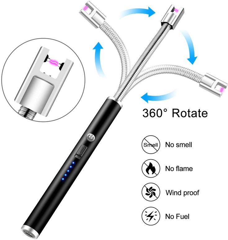 USB Rechargeable ARC Lighter 360° Rotation | Windproof Flameless Electric Plasma Lighter for Candles, BBQ & Kitchen